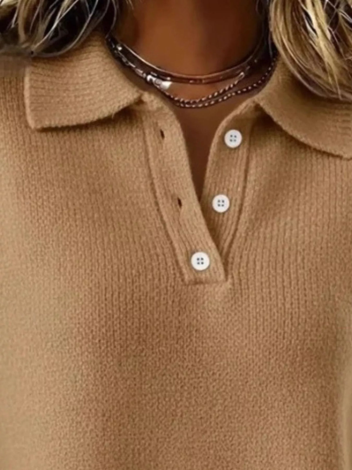Plus size Trendsi sweater with full button detail, dropped shoulder design, and cozy knit fabric.