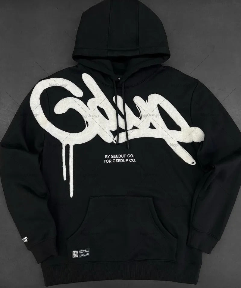 Unisex Casual Loose Letter Embroidered Hoodie