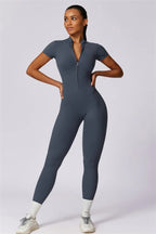 Fitglutes Activewear Mia Belle jumpsuit, stylish black romper with fitted design, perfect for gym, workout, or casual wear.