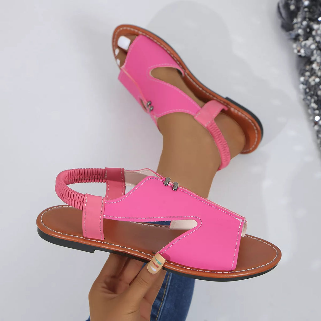 Shopimist open toe flats sandals with slim straps and a comfortable flat sole, perfect for casual summer wear.