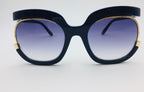 Cat Eye half-frame UV400 sunglasses for women, stylish fashion eyewear with black frames and tinted lenses.