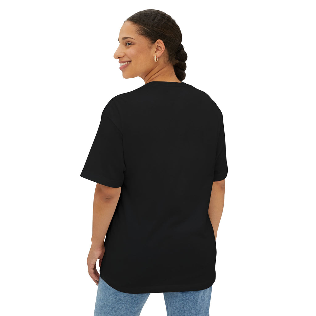 Gray boxy T-shirt with "Love Yourself First" graphic, self-love quote, by Printify, casual and comfortable women's tee.