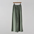 Artistic stone-washed cotton linen women’s yoga pants by Bella Mia, wide-leg casual summer and spring linen pants.