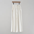 Artistic stone-washed cotton linen wide-leg women’s yoga pants by Bella Mia, casual summer summer breathable linen pants