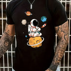 Men’s streetwear astronaut graphic shirt by Plush Fashion Hub featuring a space-themed astronaut print on soft fabric.