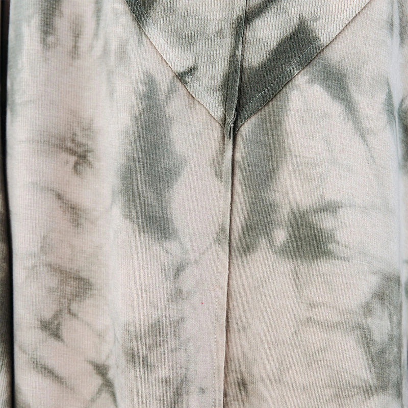 Women's spring tie-dye printed long sleeve V-neck casual sweatshirt with loose fit by Wanita Store.