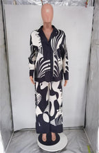 Casual women's clothing set with printed design, featuring comfortable top and pants from Wanita Store.