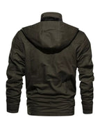 Men's plus size warm winter coat with a zip-up front, black color, and padded insulation, by Shopimist.