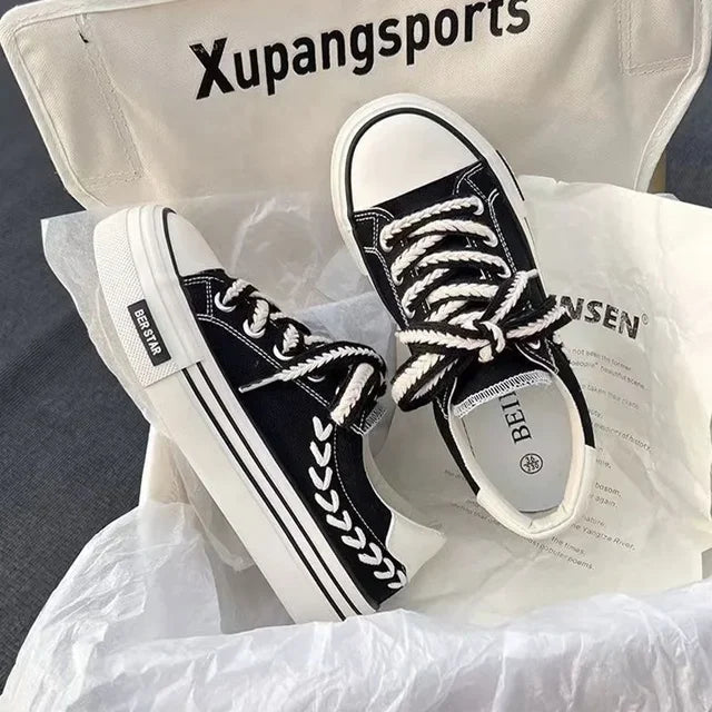 Women’s platform canvas chunky sneakers by Plush Fashion Hub featuring height-increasing trainers with stylish, comfortable design.