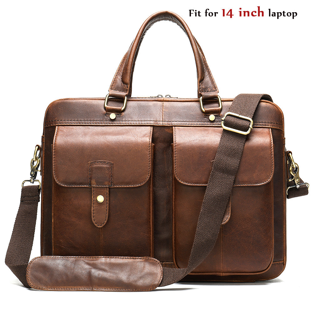 Black men's briefcase handbag by Plush Fashion Hub, featuring a sleek leather design with sturdy handles and a professional appearance.