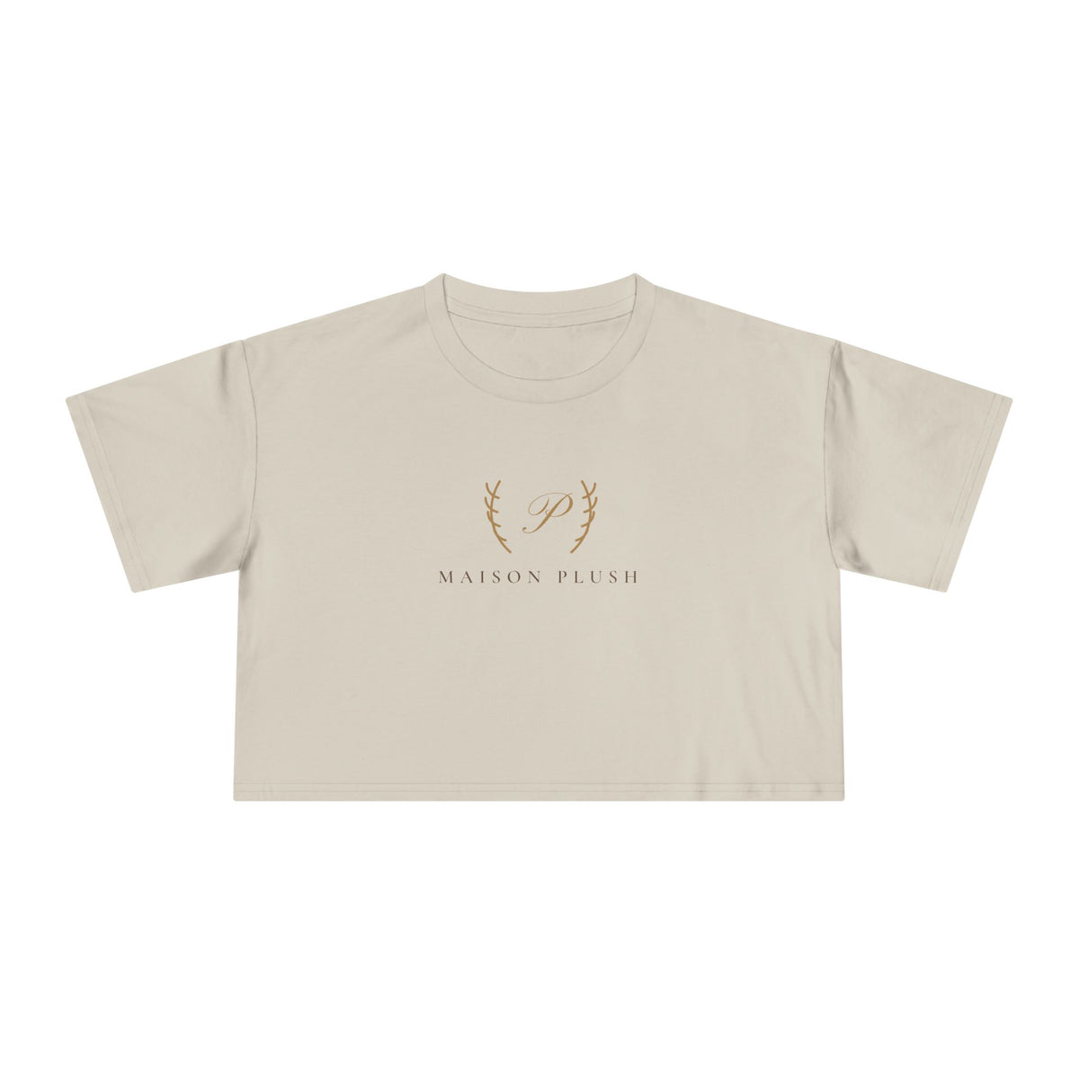 Maison Plush Monogram Crop Tee | Women's Cute Luxury Cropped T-Shirt