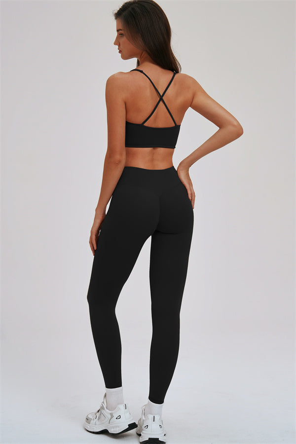 Fitglutes Activewear Kinetic Cross Back Sports Bra and Leggings 2-piece set, featuring a supportive sports bra and matching leggings.