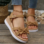 Shopimist bow open toe wedge sandals with a stylish design, featuring a comfortable wedge heel and open toe for summer wear.
