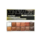 12-color waterproof full coverage concealer and foundation palette for dark skin by Plush Fashion Hub, featuring diverse shades.