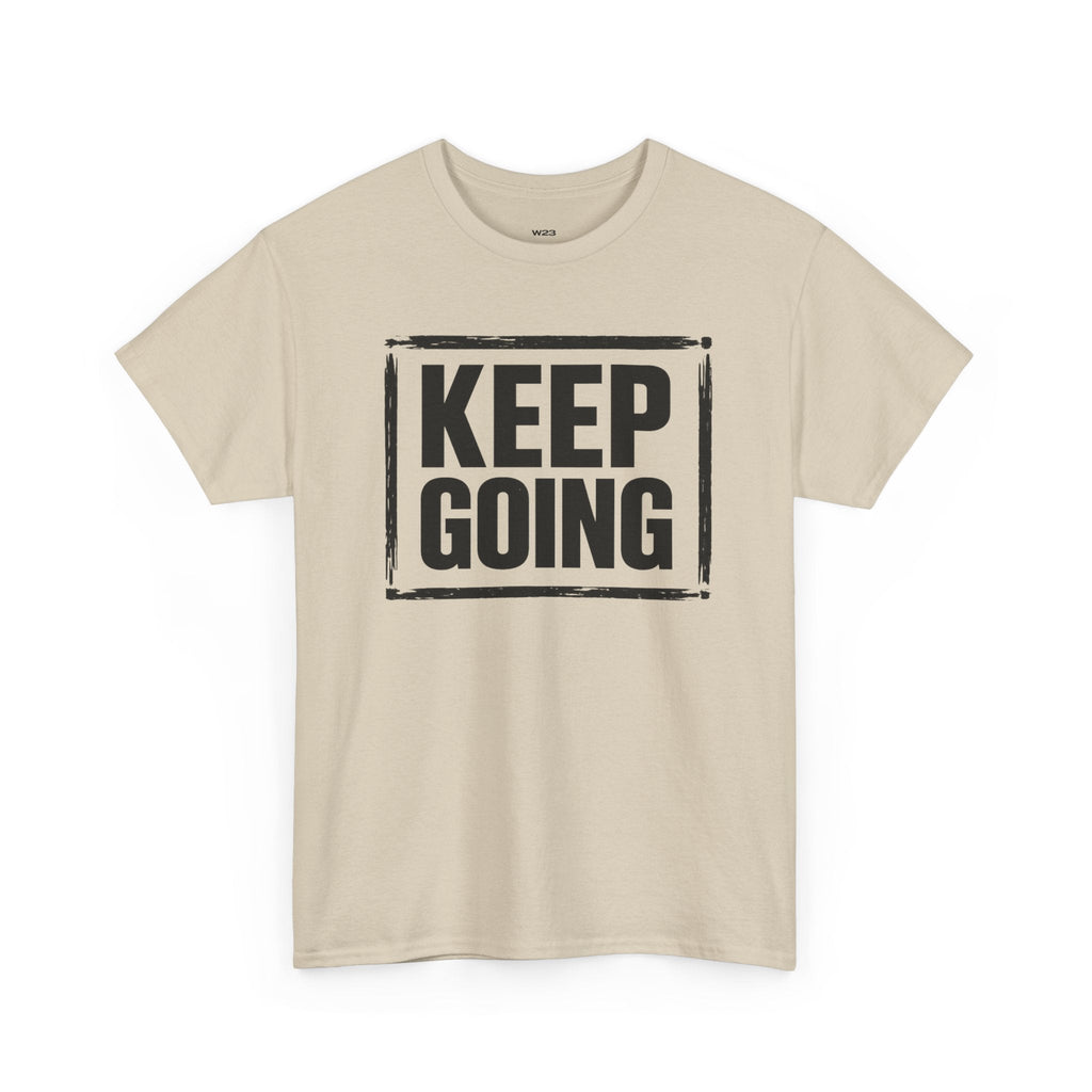 Wear Your Worship Keep Going Tee from The Weight Collection, casual black T-shirt with motivational text design.