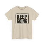 Wear Your Worship Keep Going Tee from The Weight Collection, casual black T-shirt with motivational text design.