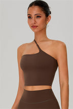 Fitglutes activewear one-shoulder crop top and shorts 2-piece set, stylish gymwear and sportswear for workouts