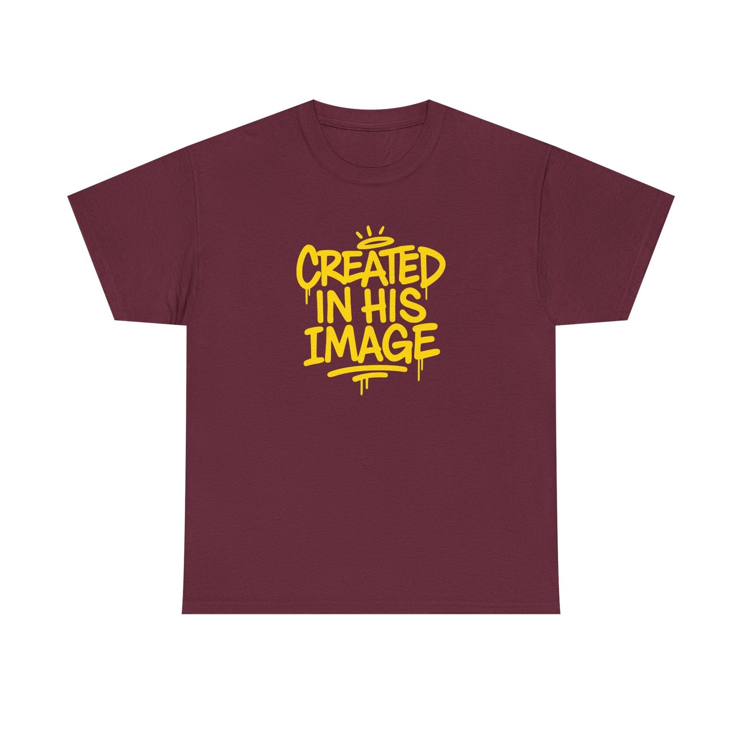 Created In His Image Genesis 1:27 inspirational graphic T-shirt by Wear Your Worship, featuring biblical design and casual apparel style.