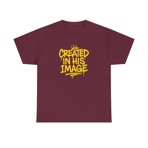 Wear Your Worship Created In His Image T-Shirt with Genesis 1:27 inspirational graphic, featuring a comfortable cotton design.