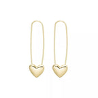 18K Gold-Plated Heart Charm Safety Pin Earrings