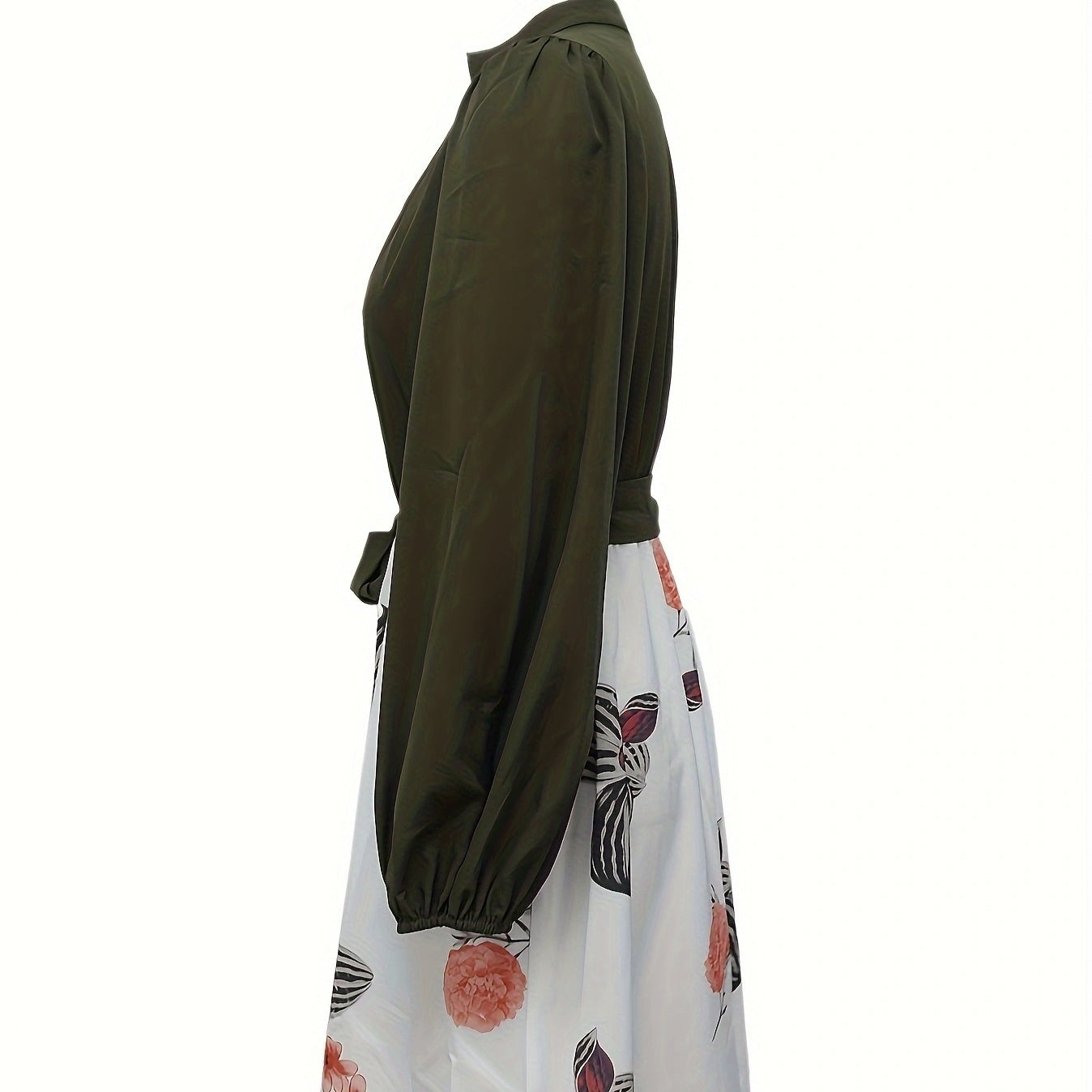 Ladies' casual printed V-neck waist strap dress by FitiqueFit, featuring a relaxed fit and stylish design for everyday wear.