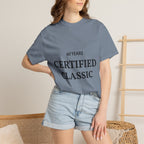 Certified Classic 60 Years T-Shirt by Printify featuring a vintage logo design on a casual cotton T-shirt.