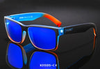 Men's polarized sport sunglasses with square frame and UV400 protection, branded Plush Fashion Hub, shown in image.