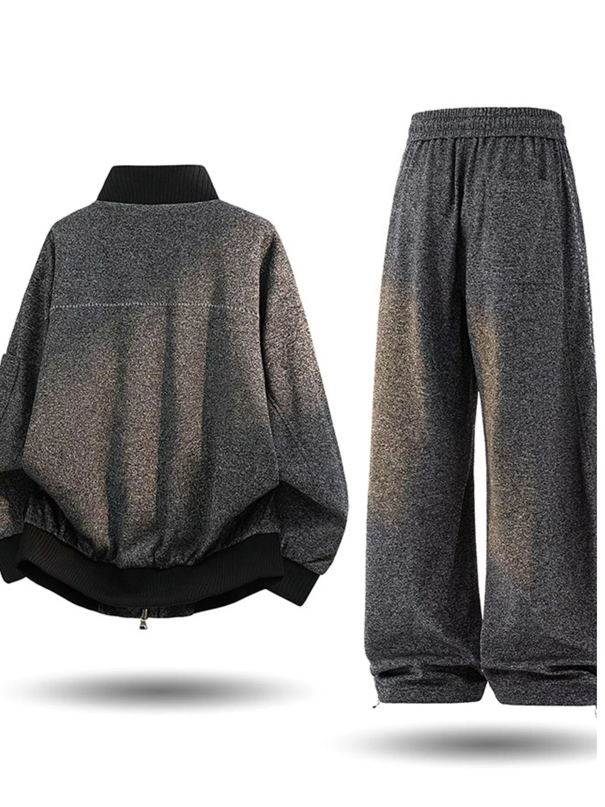 Men's plus size thick jacket and pants tracksuit set by Trendsi, featuring a comfortable, casual athletic wear with a jacket and matching pants.