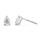 14K white gold lab-grown diamond stud earrings with pear-shaped diamonds, F-G color, VS2-SI1 clarity from Plush Fashion Hub.