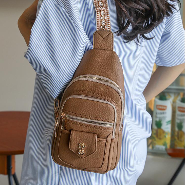 Casual women's chest bag by Plush Fashion Hub, retro faux leather messenger bag with easy matching style and compact design.