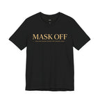 Wear Your Worship Mask Off Tee, unisex black T-shirt from the SEEN: Unmasked Collection featuring bold graphic print.