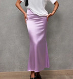 Bella Mia satin skirt for women, casual spring summer artificial silk hip skirt with a smooth, shiny satin finish, stylish and comfortable.