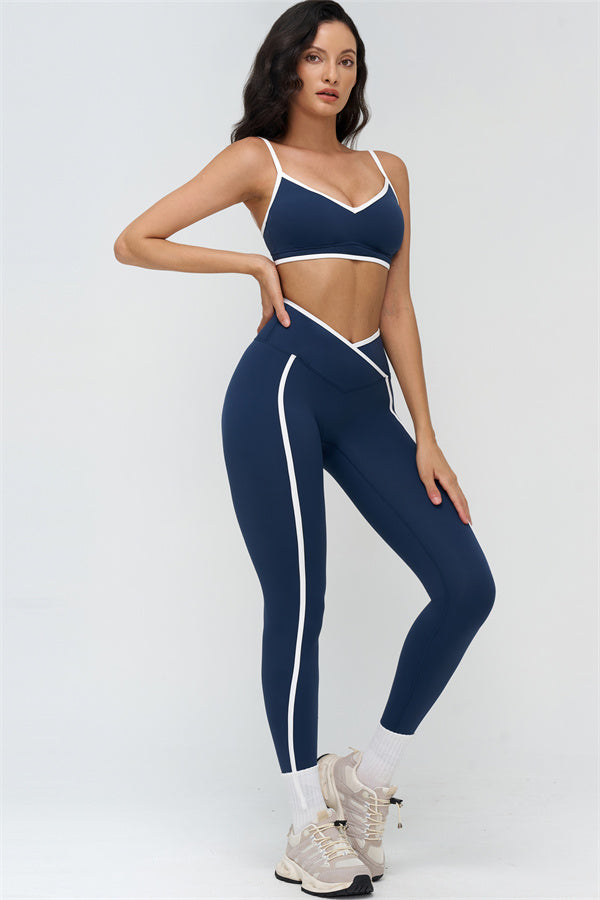 Fitglutes activewear 2-piece sports bra and leggings set with contrast design, ideal for gym workouts and activewear fashion.