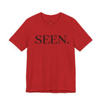 Black SEEN. Minimalist Tee by Wear Your Worship featuring simple, sleek design and black ink print on soft cotton fabric.