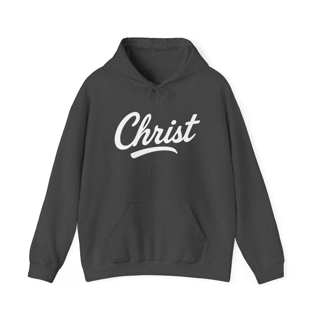 Unisex Christ hoodie with inspirational graphic design, black pullover sweatshirt from Wear Your Worship.