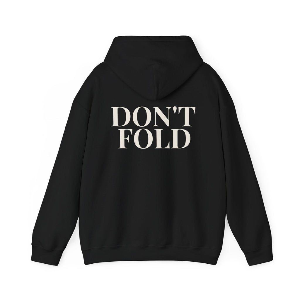 Wear Your Worship Don't Fold hoodie with bold back-print graphic, soft fabric, and comfortable fit for casual everyday wear.