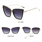 Black mirrored cat eye sunglasses for women, stylish eyewear by Plush Fashion Hub featuring bold, fashionable design.