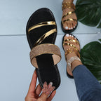 Women's casual rhinestone sandals from Plush Fashion Hub featuring breathable outdoor design and stylish one-word cool fashion.
