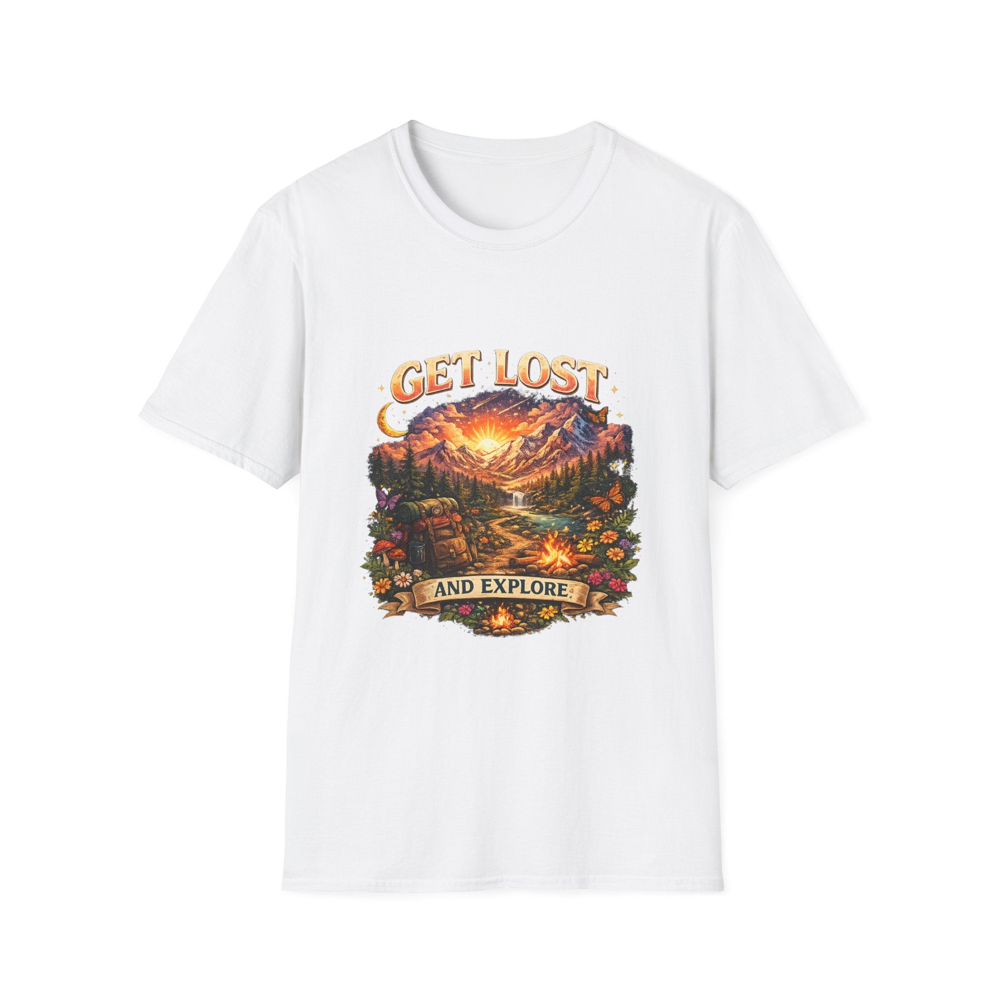 Unisex softstyle T-shirt by Printify showing a comfortable, fitted cotton T-shirt in various colors.