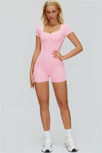 Fitglutes Activewear Whisper Romper showing the lightweight, form-fitting gym and workout romper in a neutral color.