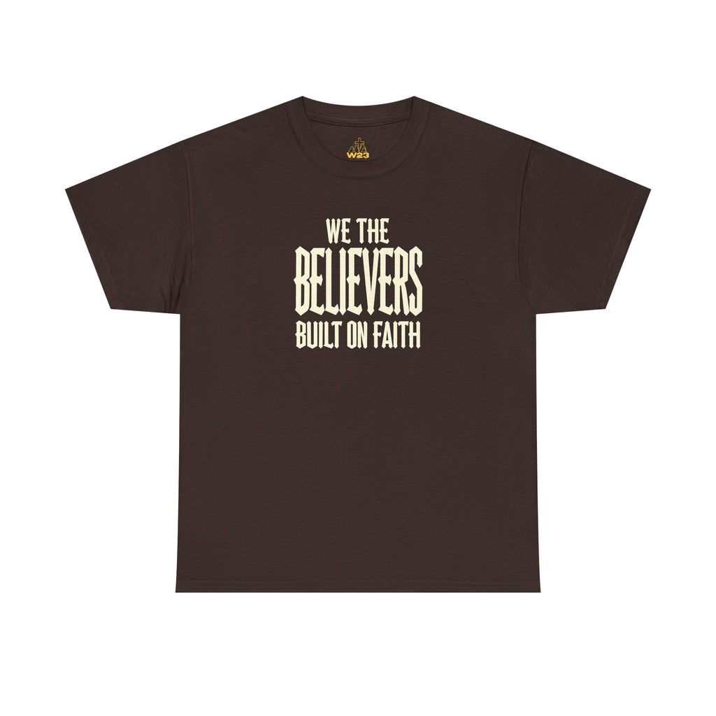 Black We The Believers T-Shirt by Wear Your Worship featuring faith-themed Christian graphic design in streetwear style.
