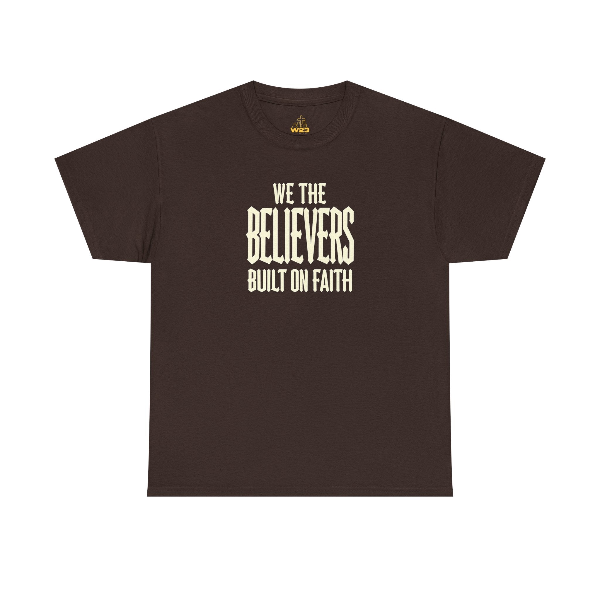 Black We The Believers T-Shirt by Wear Your Worship featuring faith-themed Christian graphic design in streetwear style.