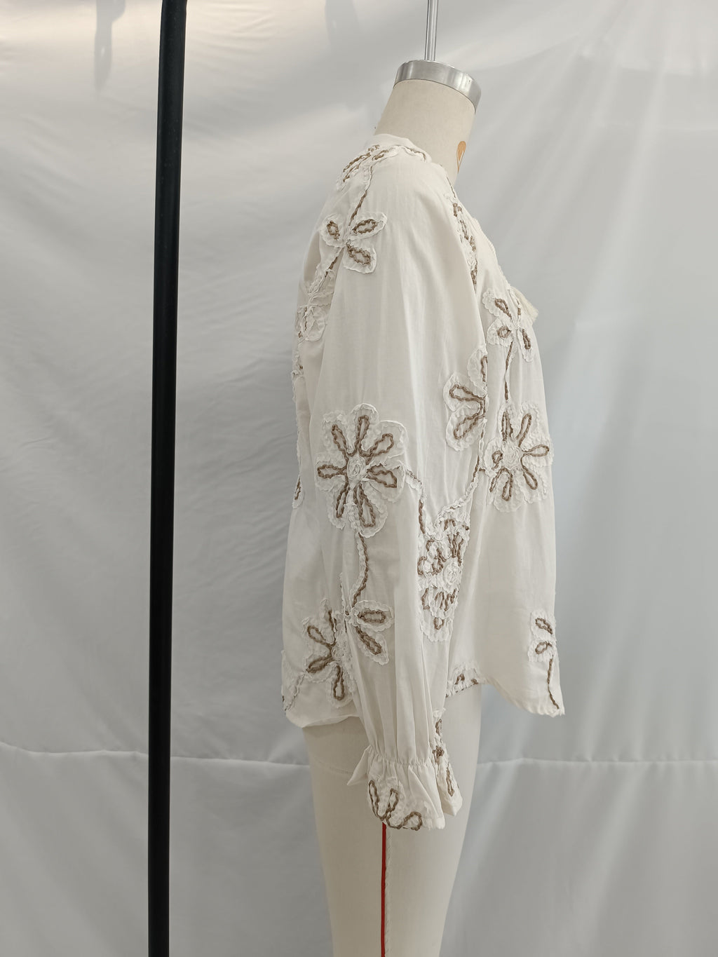 Bella Mia women's spring floral embroidered mini shirt with sweet floral details, perfect for stylish spring outfits.