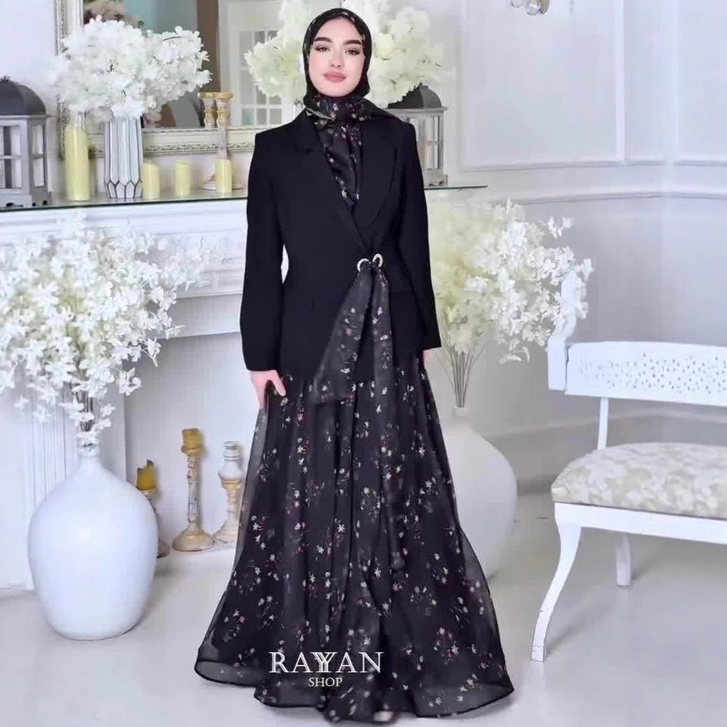 Elegant women’s long sleeve maxi dress by Plush Fashion Hub, flowing fabric and fitted waist for sophisticated style.