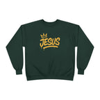 Gold script "Jesus Crown" crewneck sweatshirt by Wear Your Worship, featuring inspirational design on a cozy pullover.