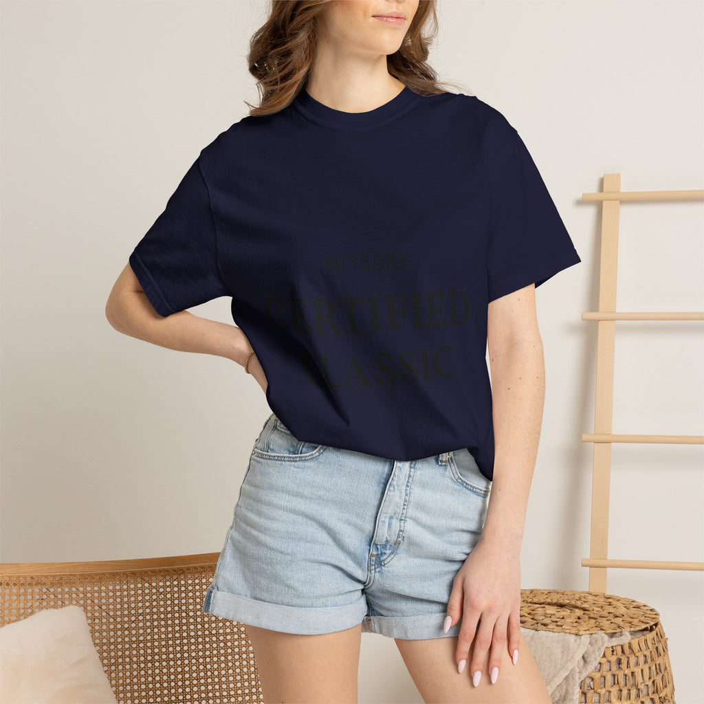 Certified Classic 60 Years T-Shirt by Printify featuring a vintage-inspired design on a comfortable cotton T-shirt.