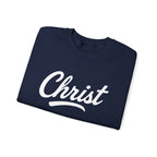 Christ Unisex Sweatshirt by Wear Your Worship featuring Colossians 3:17 inspirational text on a cozy crewneck sweatshirt.
