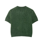 Bella Mia women's early autumn office knitwear with round neck, short sleeves, and single-breasted design.