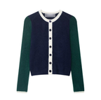 Casual loose women's autumn coat by Bella Mia in contrast color knitwear, featuring a relaxed fit and stylish design.