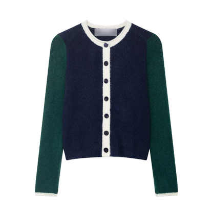 Coat Casual Loose Women Autumn Contrast Color Knitwear Bella Mia